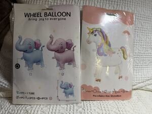 2 Wheel Party Balloons 1 Unicorn And 1 Blue Elephant